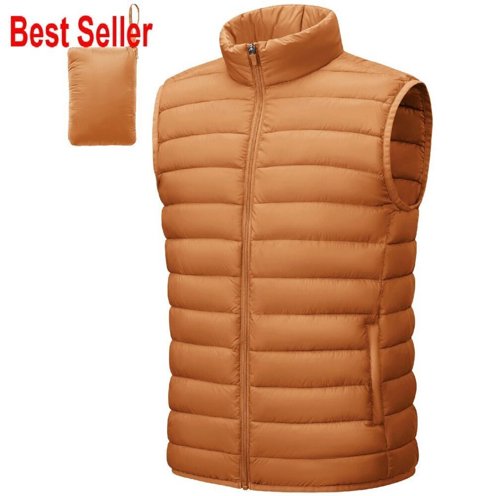 Men's Lightweight Puffer Vest Packable Windproof Winter Outerwear Sleeveless
